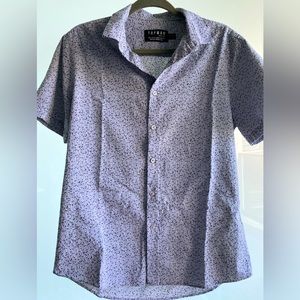 Topshop Topman shirt, short sleeved, button down, gray with black specks Large